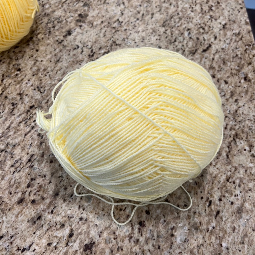 Pastel Yellow Yarn Ball Soft Light Lemon Knit Crochet Crafting Supply 8 Inch
